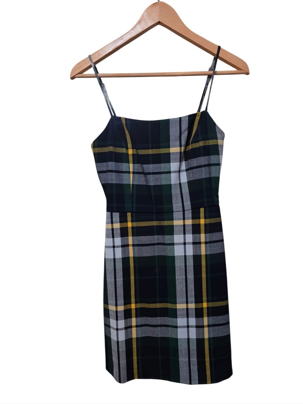 Wilfred Isabelle Green & Black Plaid Spaghetti-Strap Mini Dress